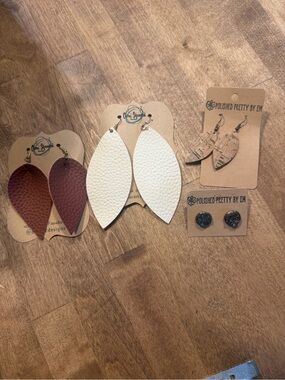 Leather Earrings, studs and cork bundle
